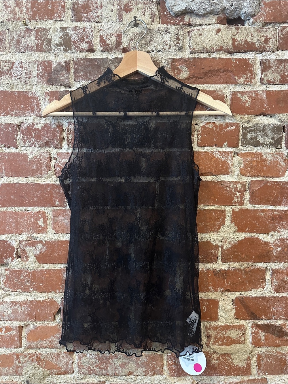Zenana Outfitters Black Lace Mock Neck Sheer Camisole